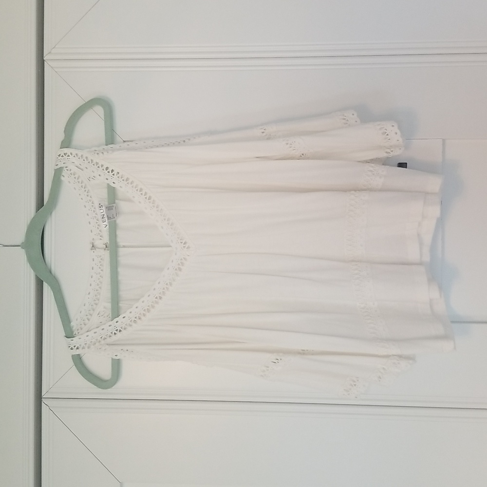 White Venus open shoulder top